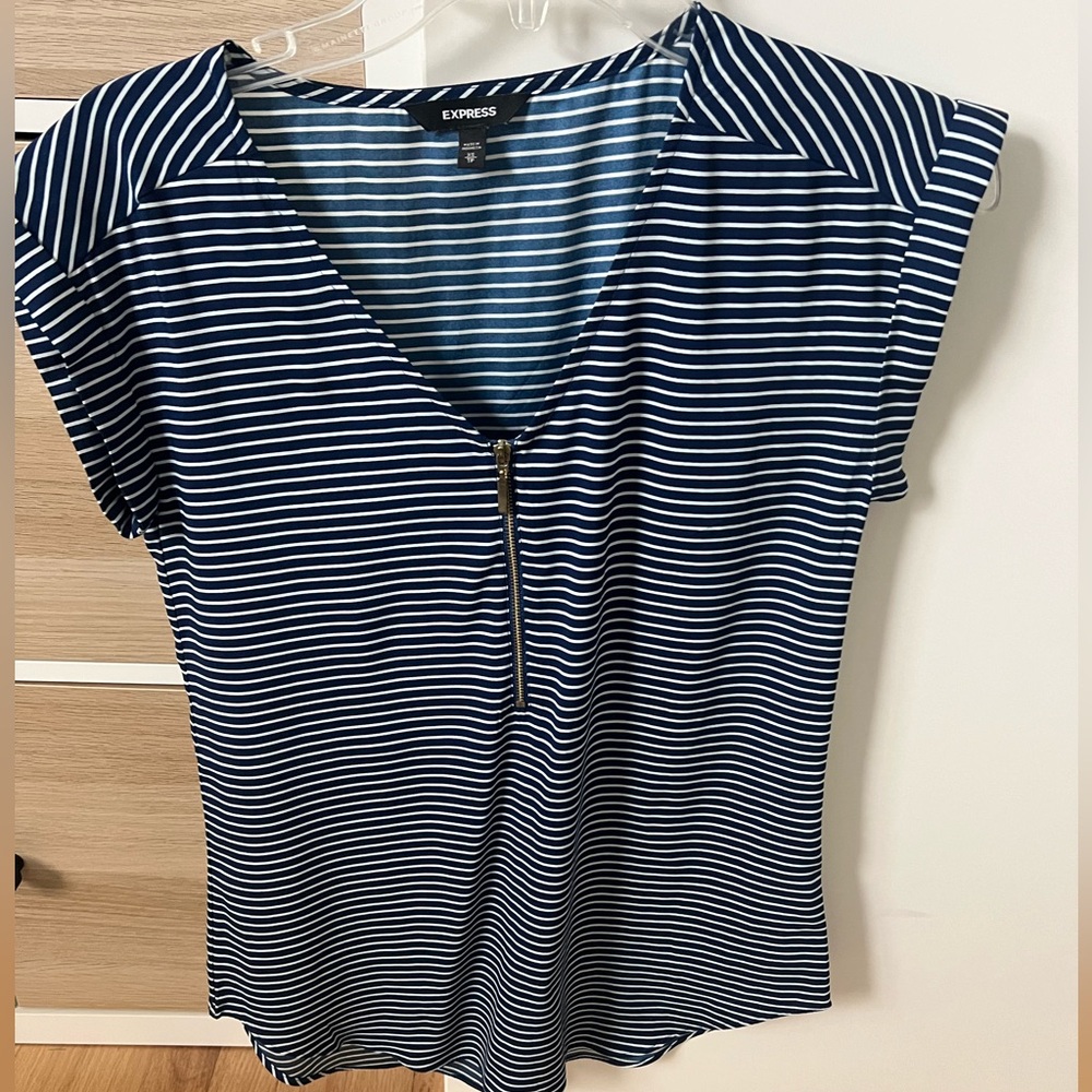 Express Blue and White Striped Top